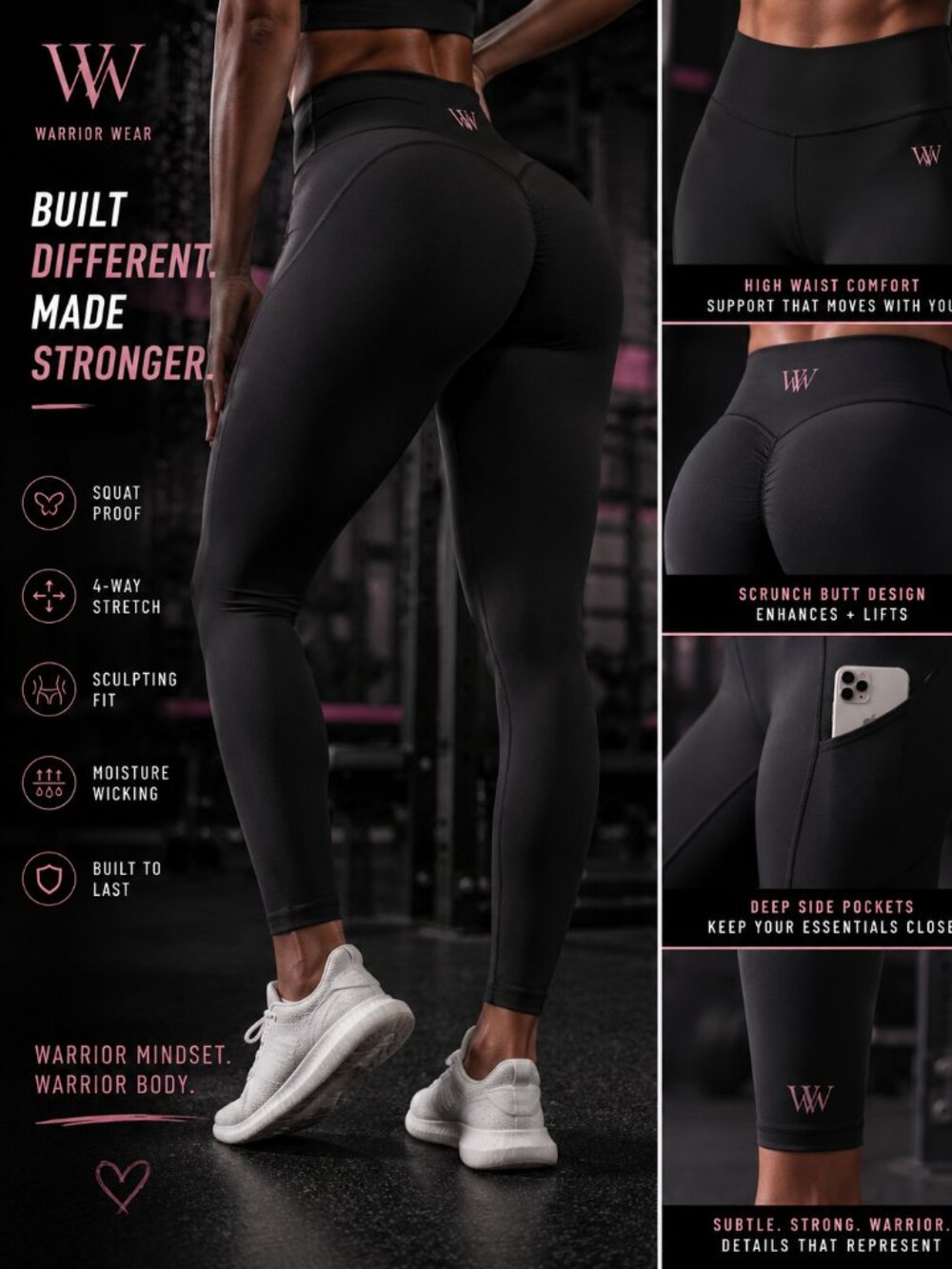🔥 Warrior Wear “Relentless” Leggings – (WW Logo)